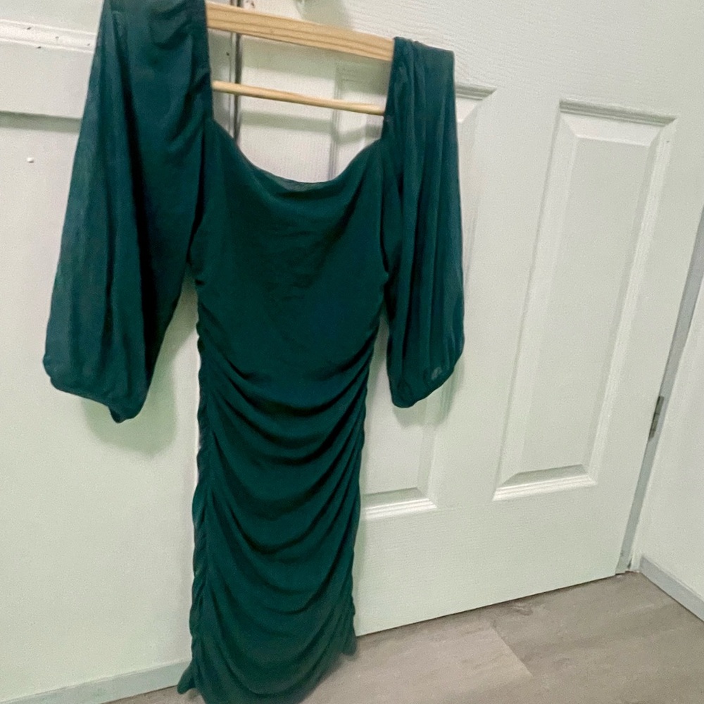 Xtraordinary Green Ruched Bodycon Dress